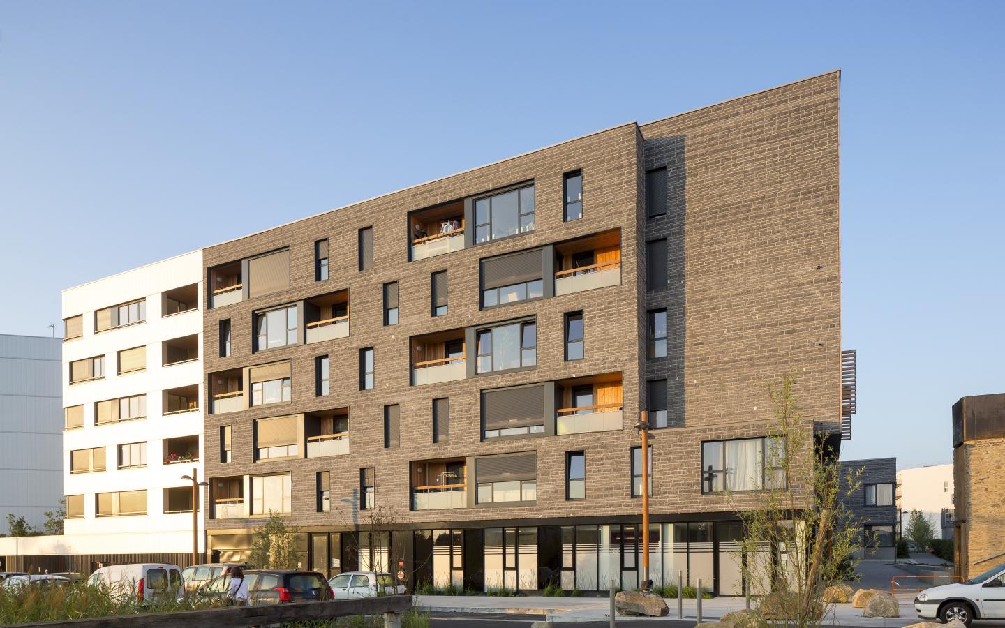 Les Pierres Noires, construction neuve à Nantes réalisée avec des menuiseries alu K-LINE. 