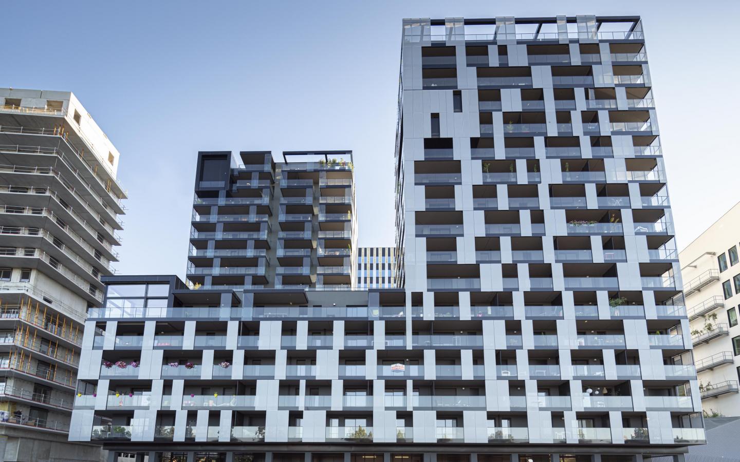 Skyplace, construction neuve à Strasbourg réalisée avec des menuiseries alu K-LINE. 