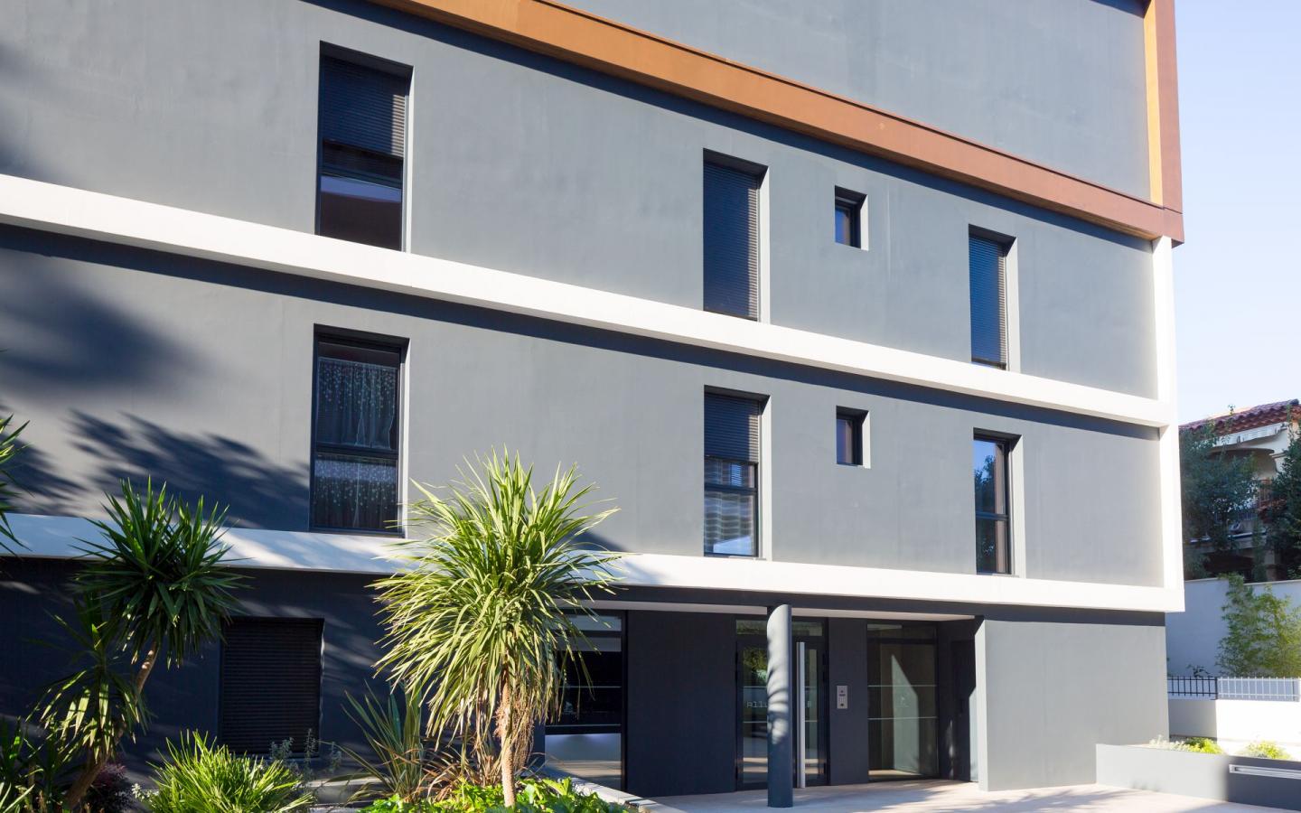 Résidence Allures, construction neuve à Montpellier réalisée avec des menuiseries alu K-LINE. 