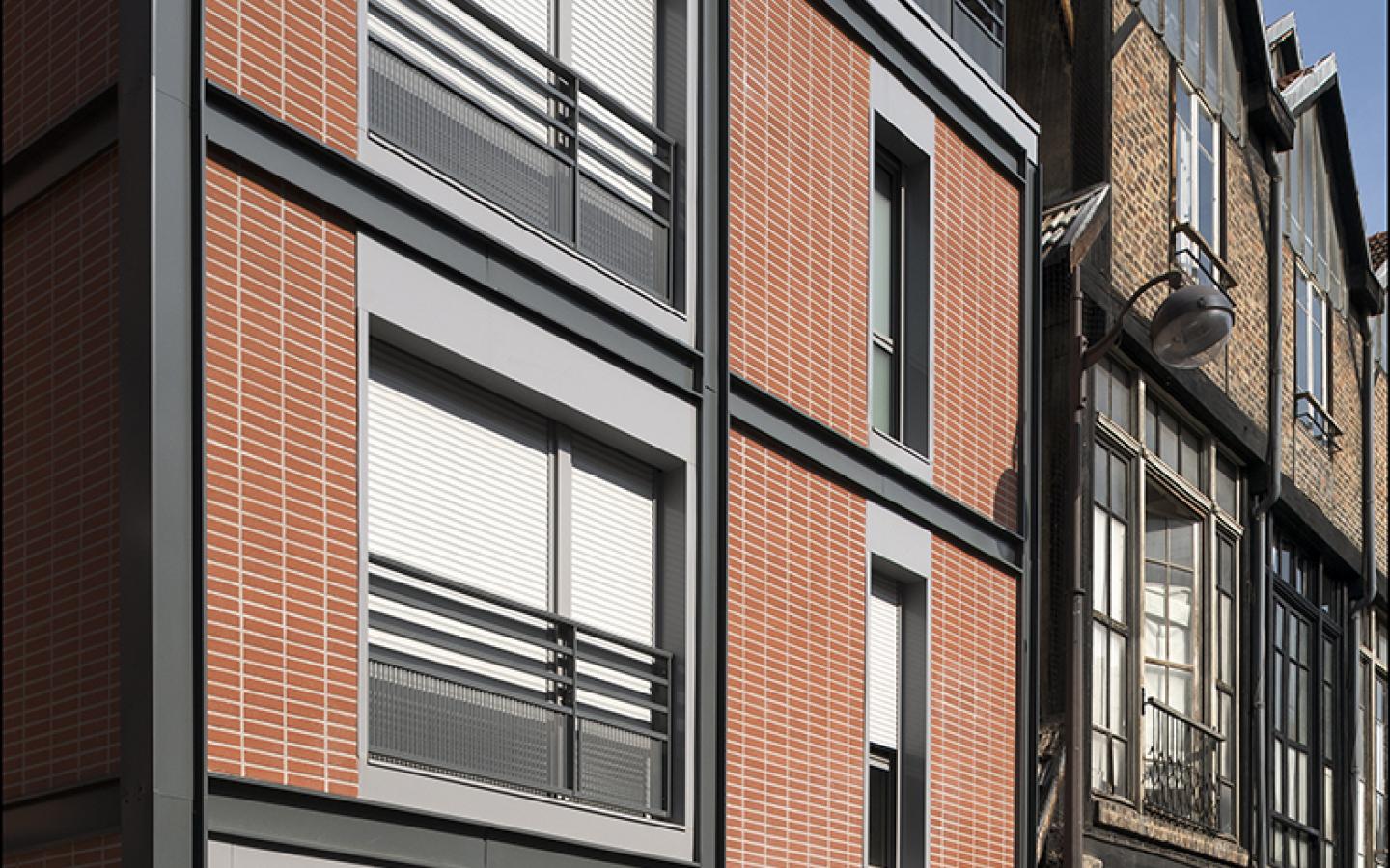 Les Orangers de Dantzig, construction neuve à Paris réalisée avec des menuiseries alu K-LINE. 